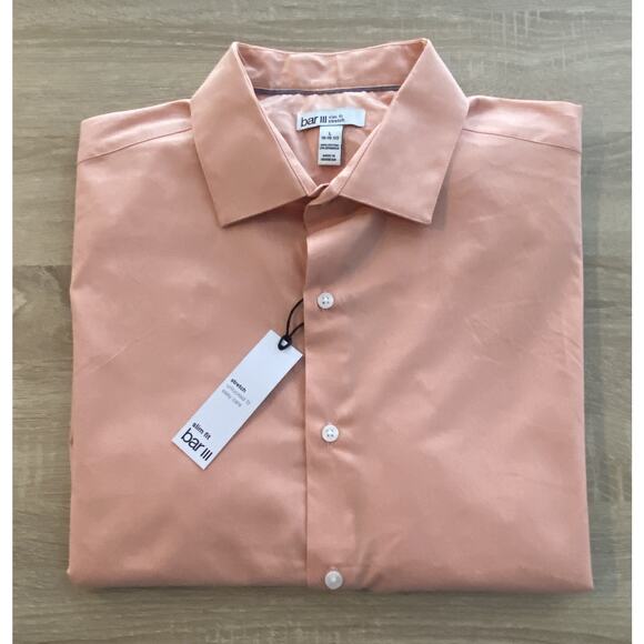 Bar III Other - Bar III Men's Large 16-16.5 Dress Shirt Slim Fit Stretch Fabric Apricot NEW